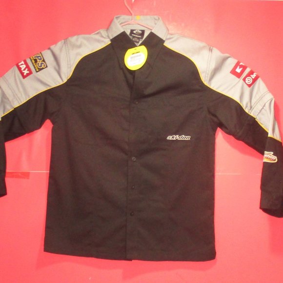 Men's BRP SKI-Doo X-Team Button Down Long Sleeve Machanic Style Shirt Size S NEW - Picture 2 of 12